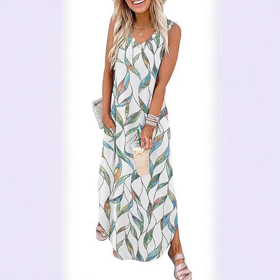 Summer Dresses Maxi Dress Vacation Beach Sundresses 2025 with Pockets