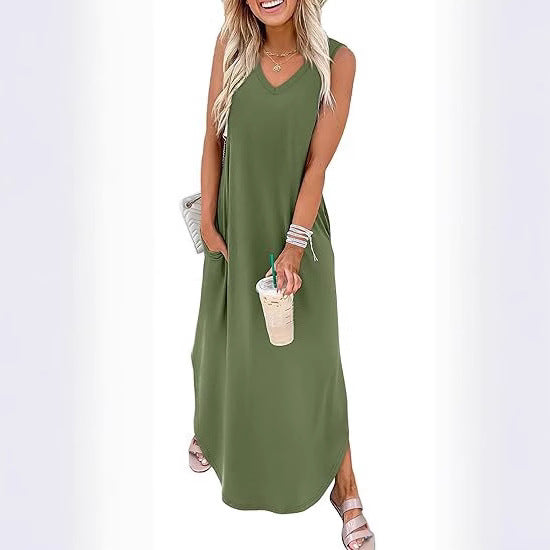 Summer Dresses Maxi Dress Vacation Beach Sundresses 2025 with Pockets