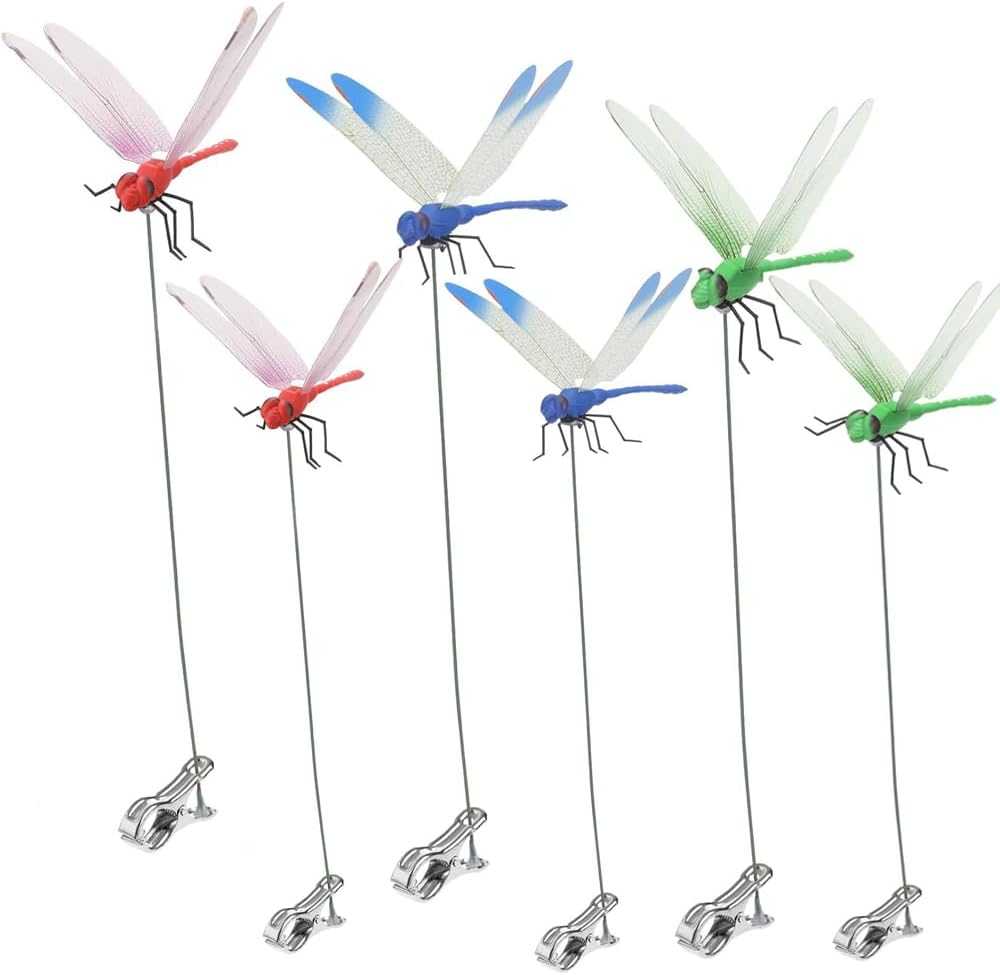 12 Counts Outdoor Fake Dragonfly Rod Clip