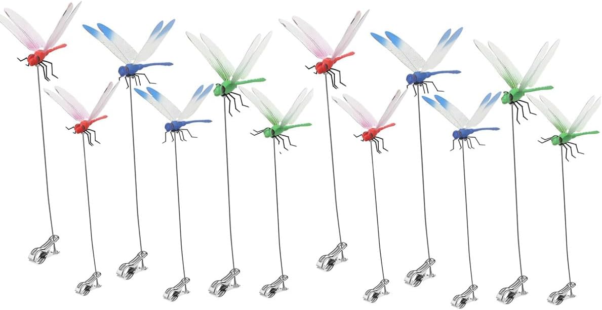 12 Counts Outdoor Fake Dragonfly Rod Clip