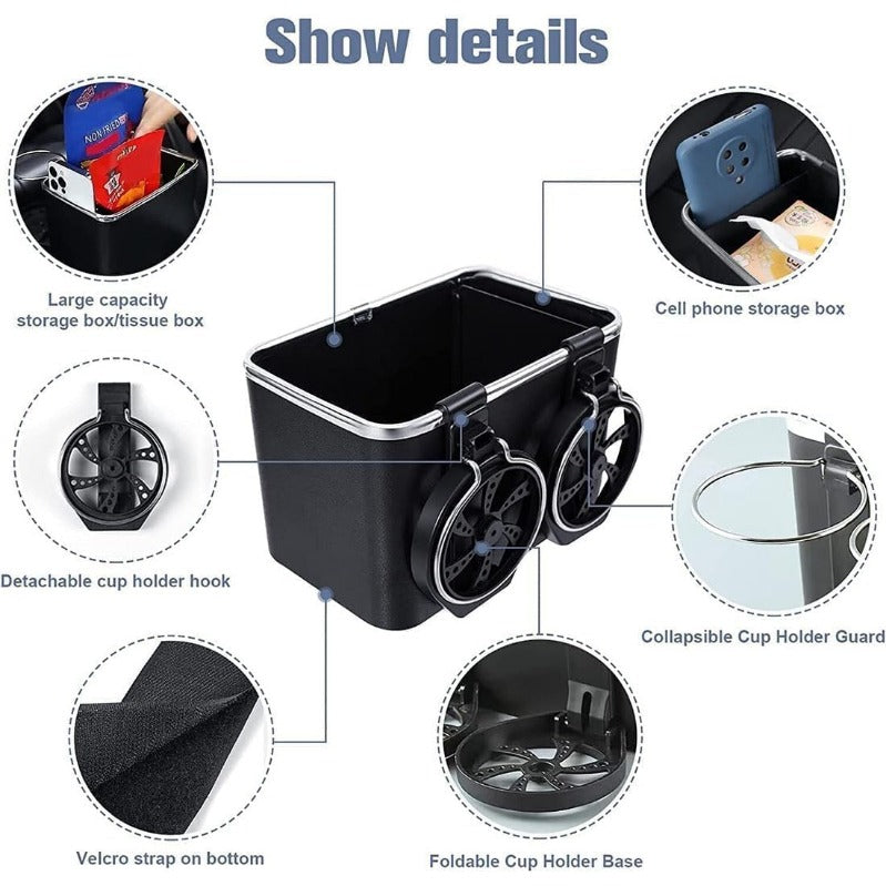 Armrest Organizer with Twin Fold-Flat Cup Holders(limited-time discount)