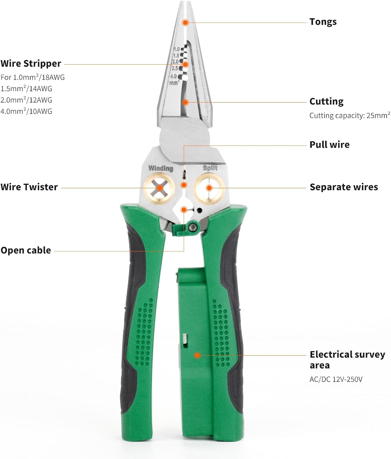 8 in 1 Wire Stripper Twister for Cutting and Pulling Wires