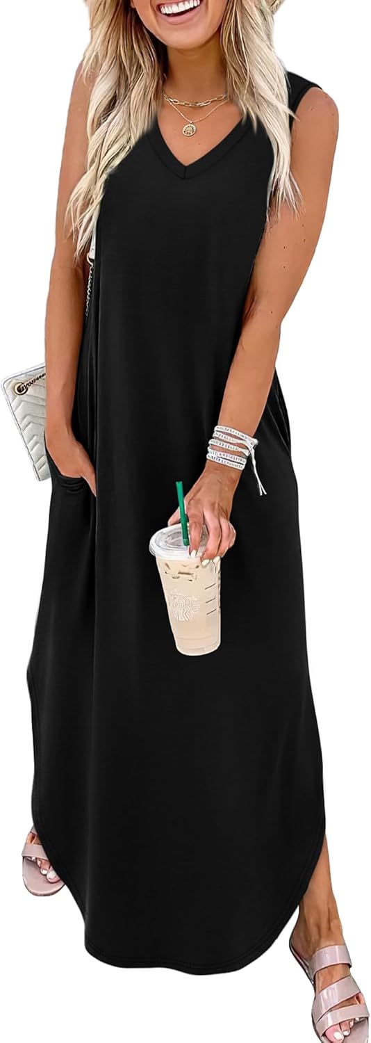 Summer Dresses Maxi Dress Vacation Beach Sundresses 2025 with Pockets