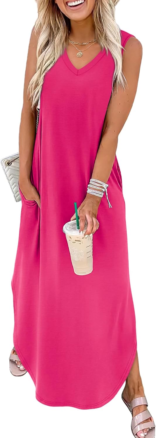 Summer Dresses Maxi Dress Vacation Beach Sundresses 2025 with Pockets
