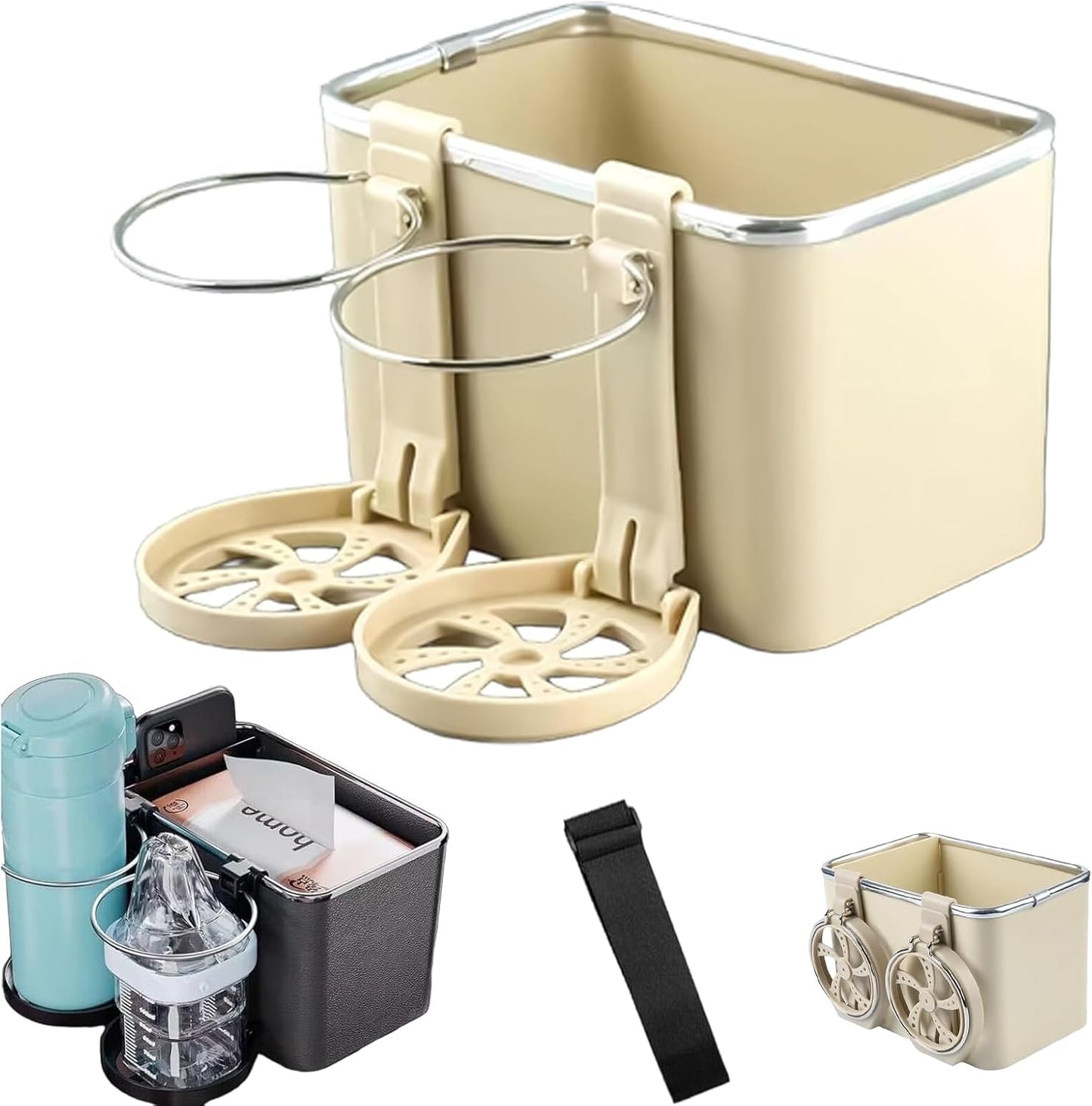 Armrest Organizer with Twin Fold-Flat Cup Holders(limited-time discount)