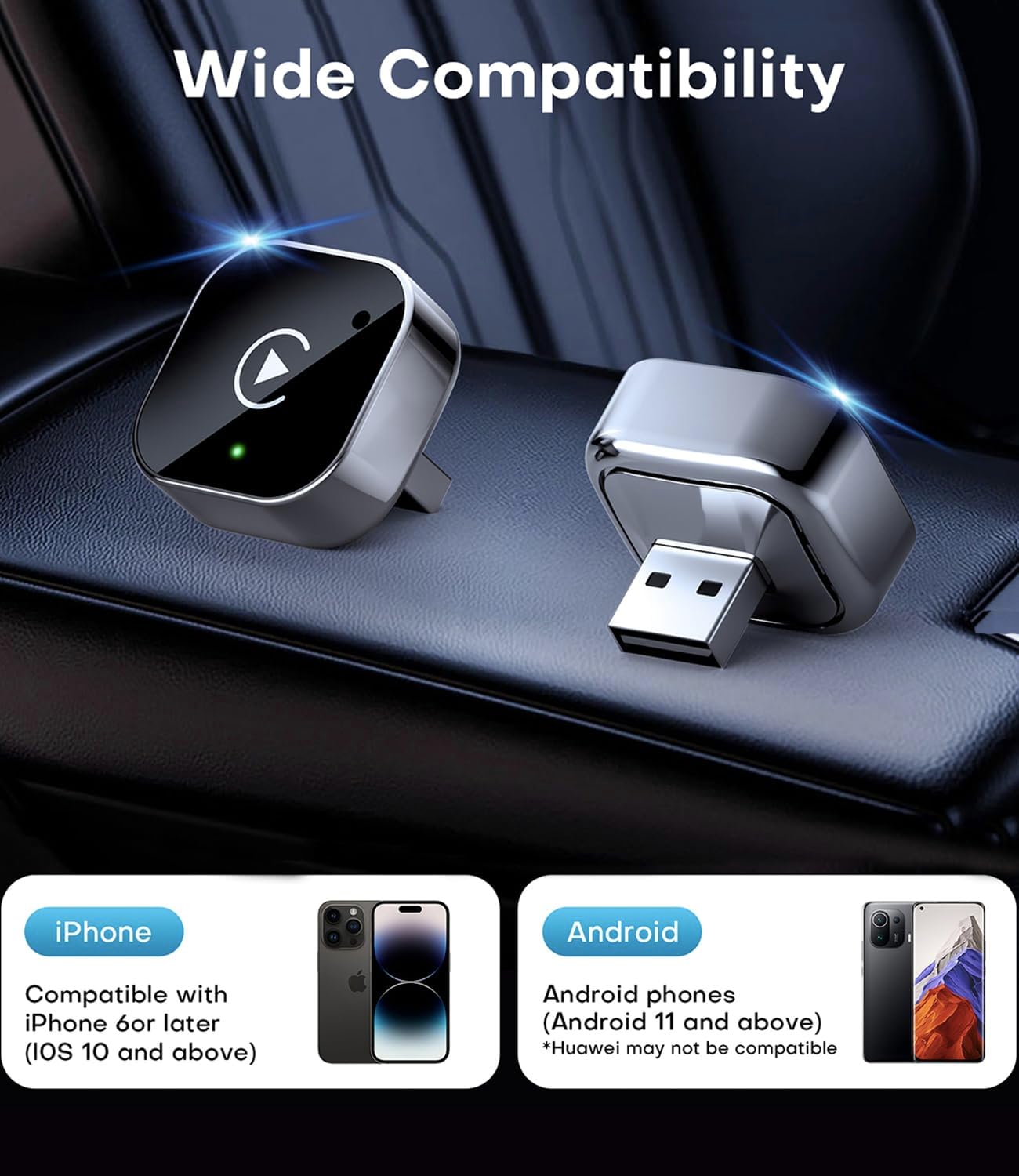 2025 Upgraded Wireless CarPlay Adapter& Android Auto Adapter