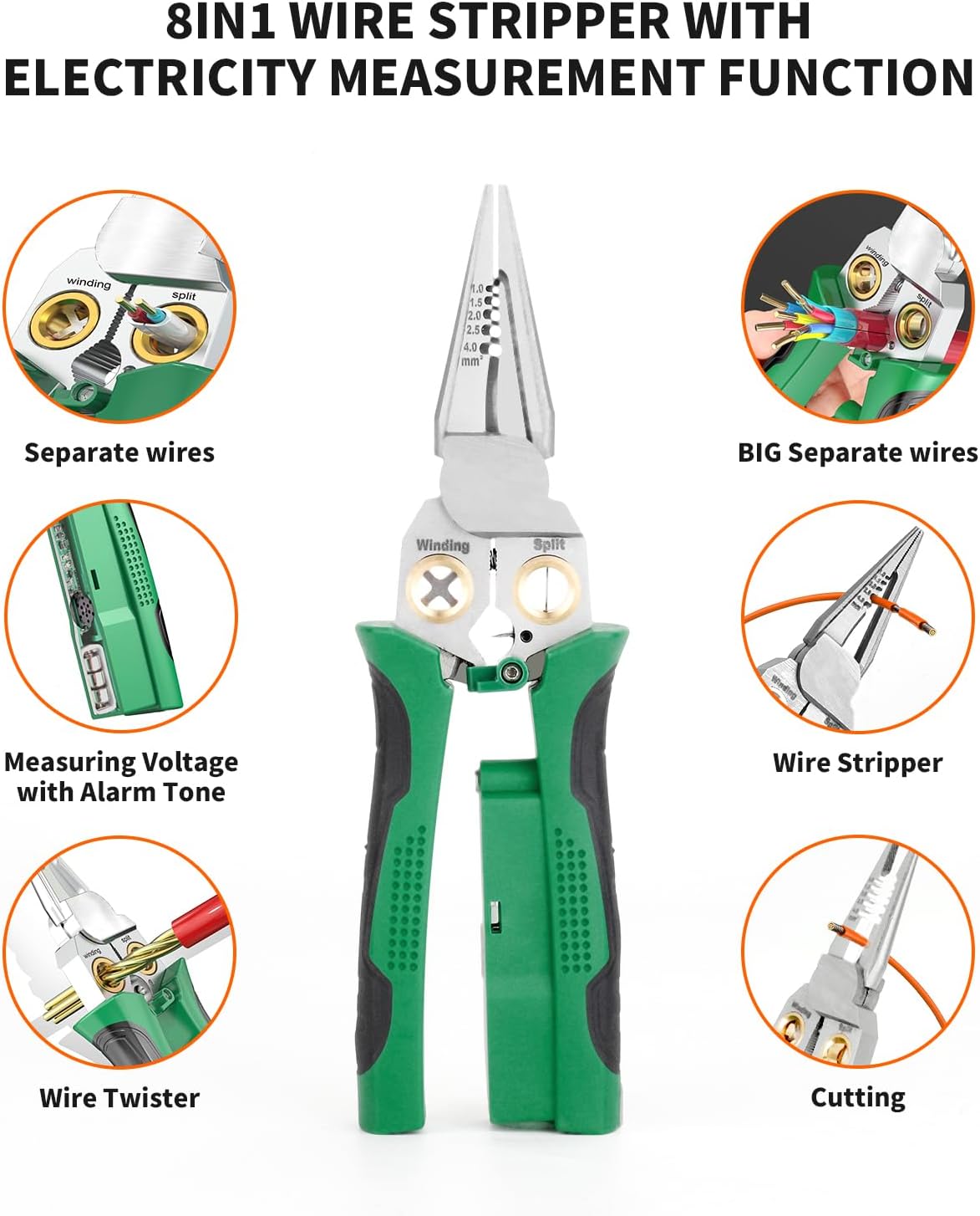 8 in 1 Wire Stripper Twister for Cutting and Pulling Wires