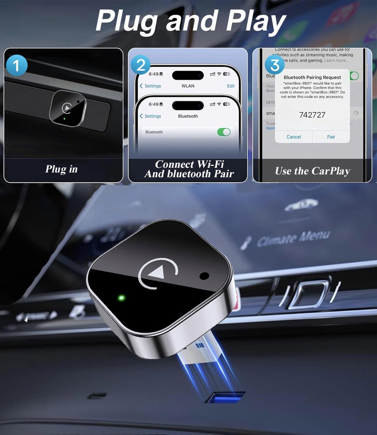 2025 Upgraded Wireless CarPlay Adapter& Android Auto Adapter