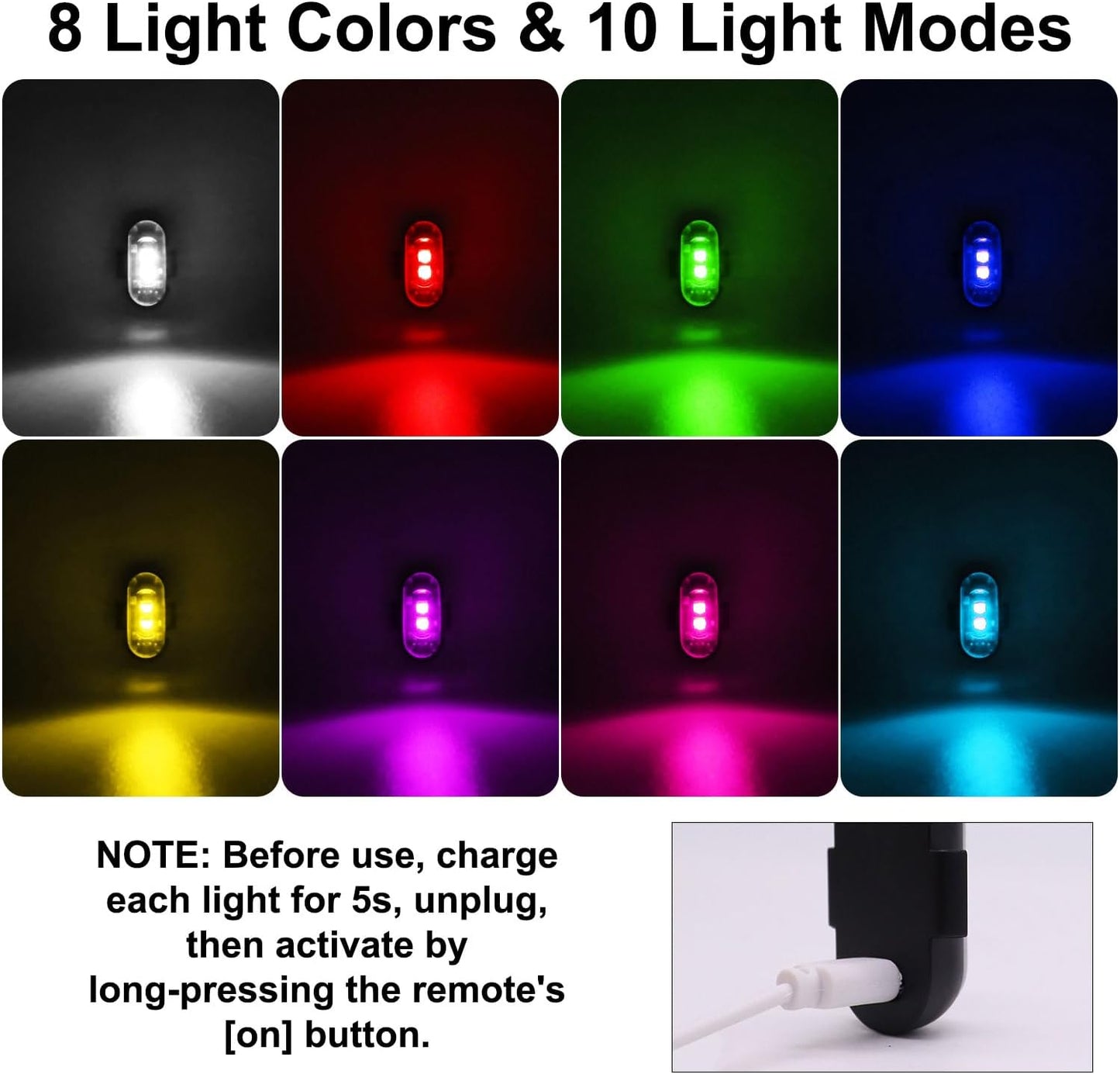 4PCS Wireless LED Strobe Lights with Remote Control