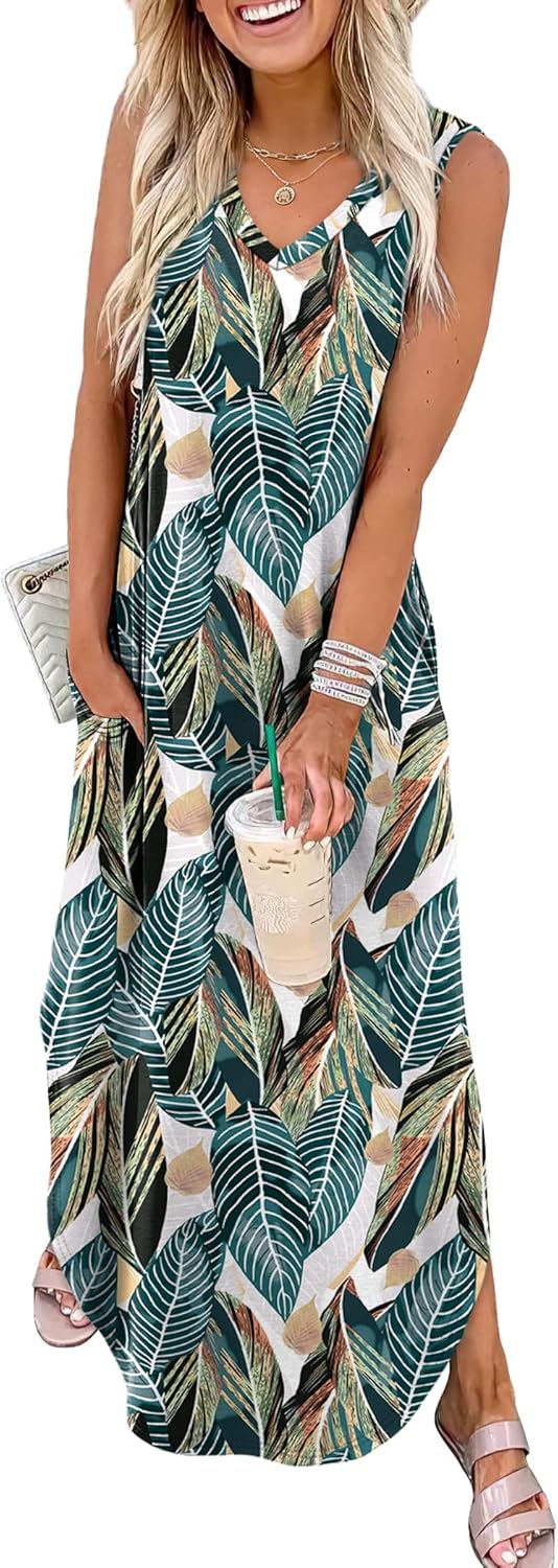 Summer Dresses Maxi Dress Vacation Beach Sundresses 2025 with Pockets