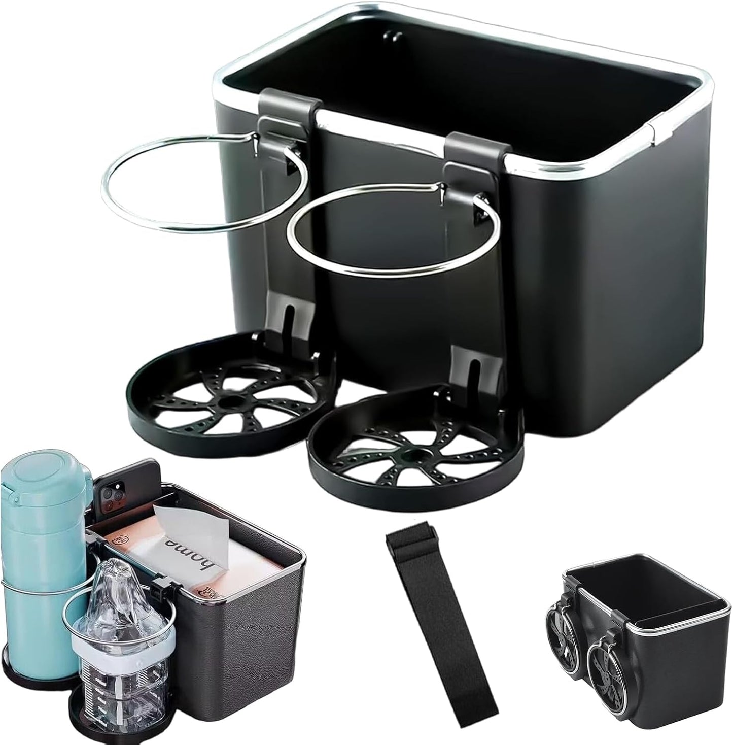 Armrest Organizer with Twin Fold-Flat Cup Holders(limited-time discount)