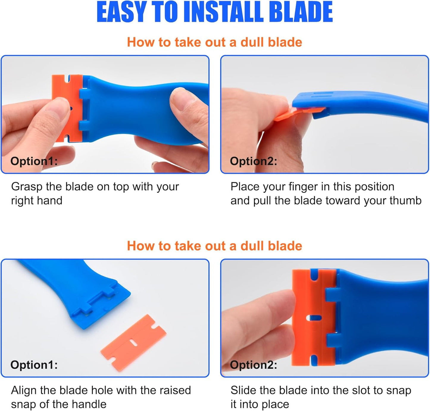 8 Pcs Plastic Razor Blade Scraper and 100 Pcs Blades