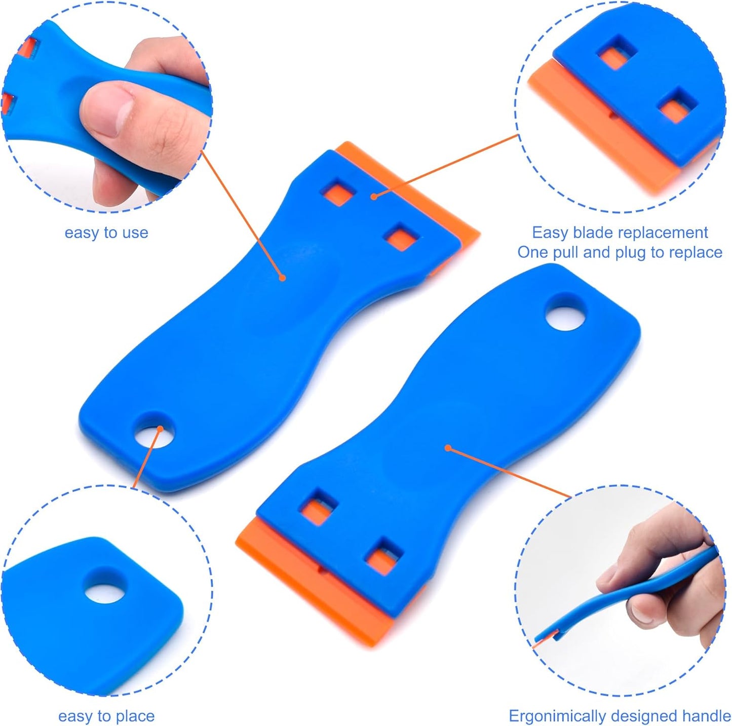 8 Pcs Plastic Razor Blade Scraper and 100 Pcs Blades