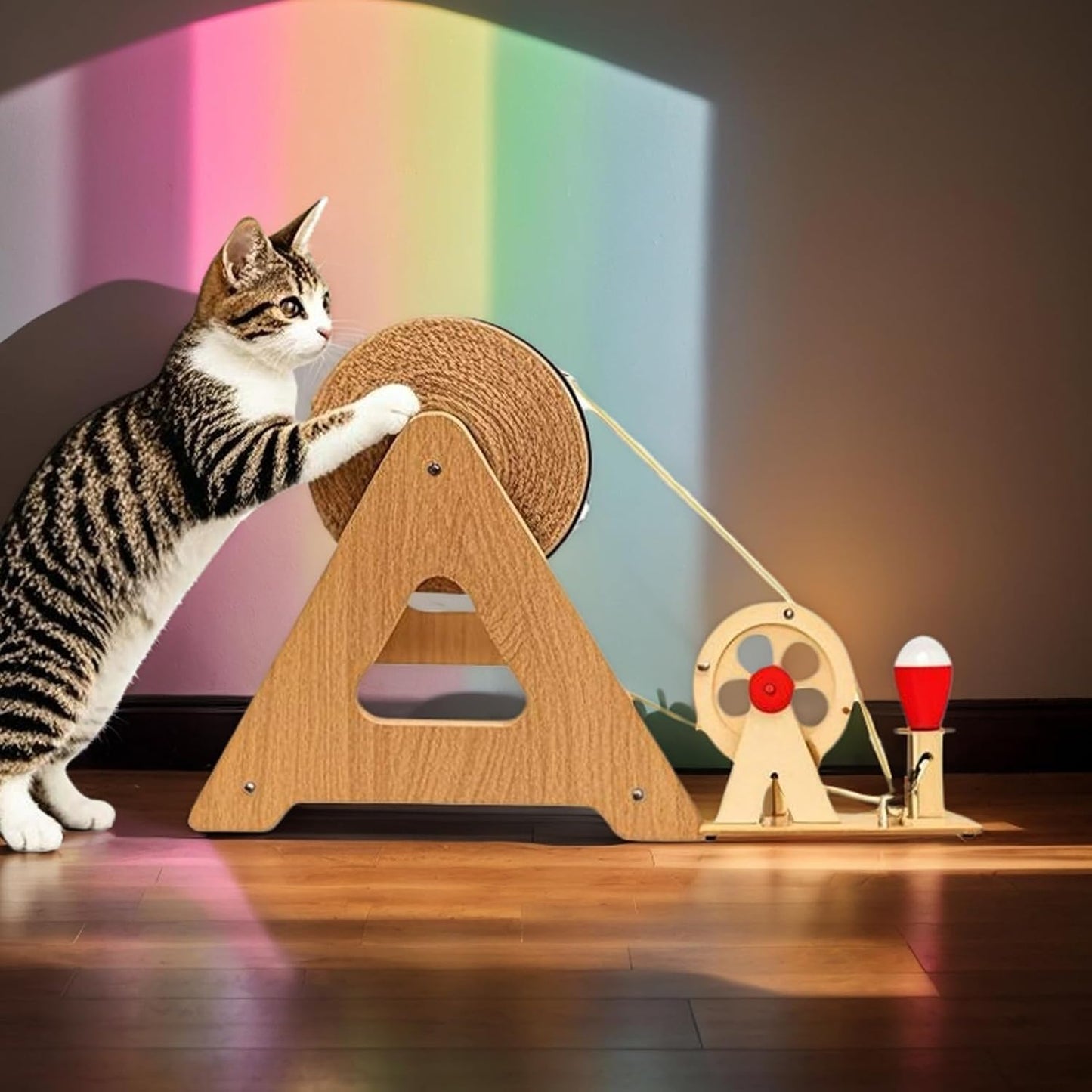 Interactive Cat Scratching Board - Led Light Toy with Hand-Crank Feature