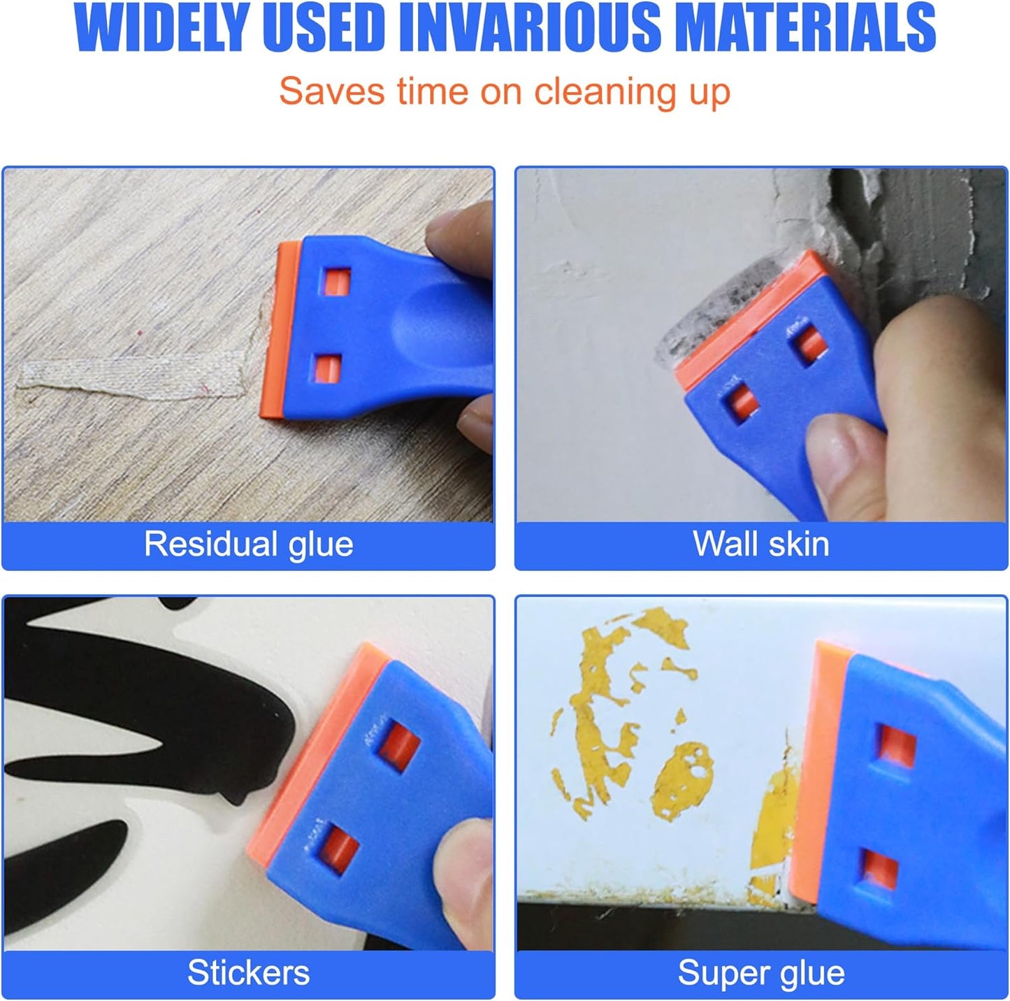 8 Pcs Plastic Razor Blade Scraper and 100 Pcs Blades
