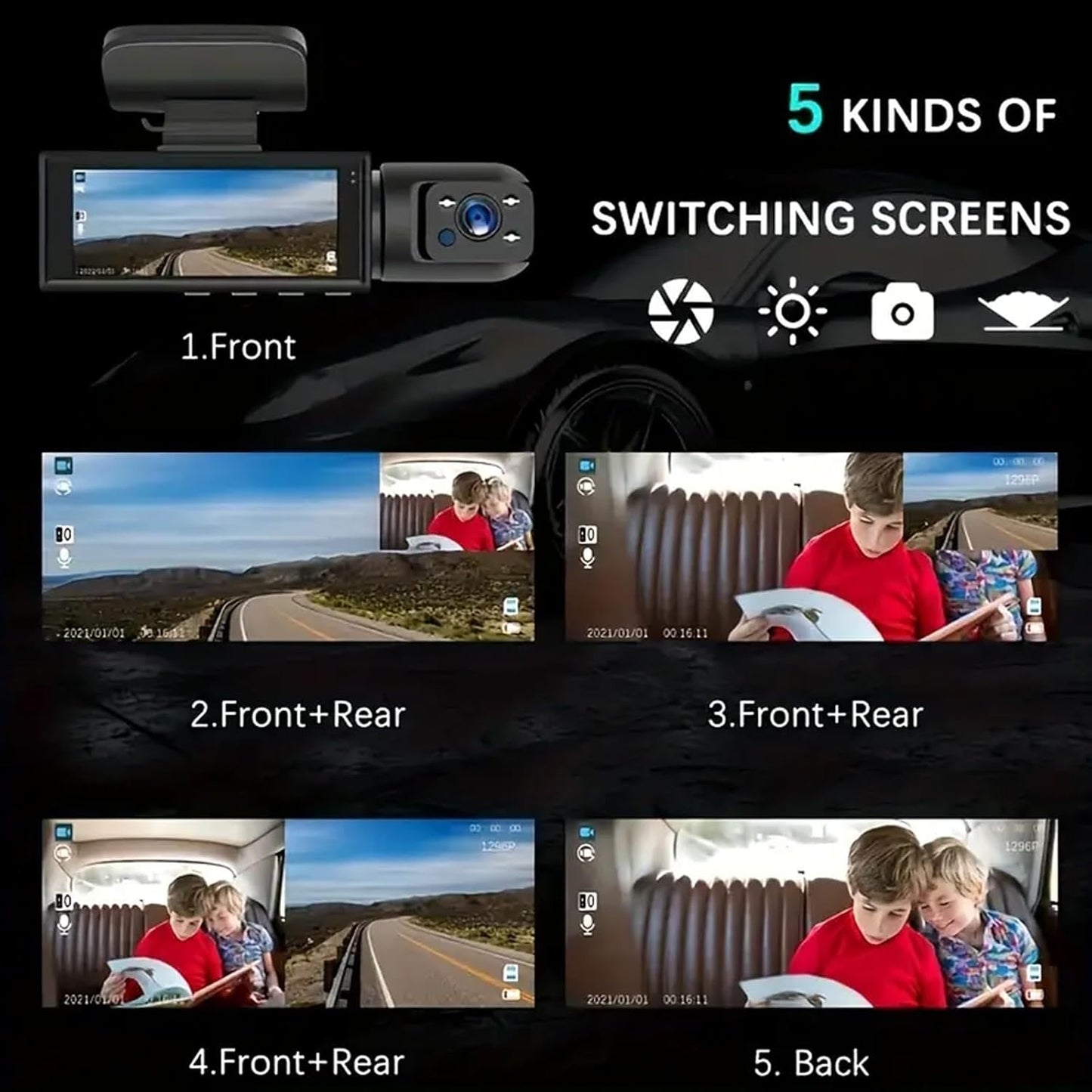 1080P Dual Camera Dash Cam for Cars