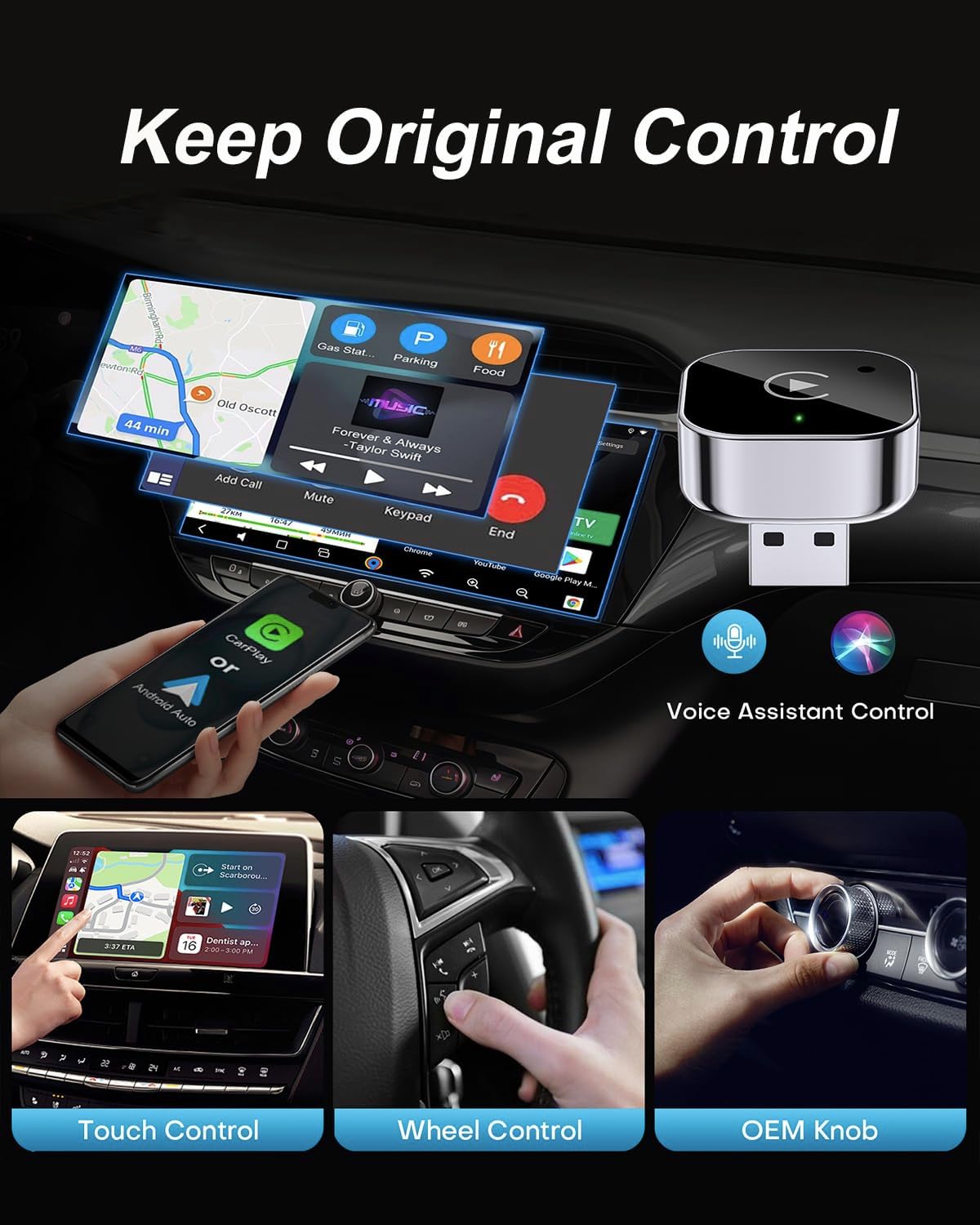 2025 Upgraded Wireless CarPlay Adapter& Android Auto Adapter
