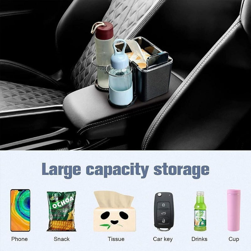 Armrest Organizer with Twin Fold-Flat Cup Holders(limited-time discount)