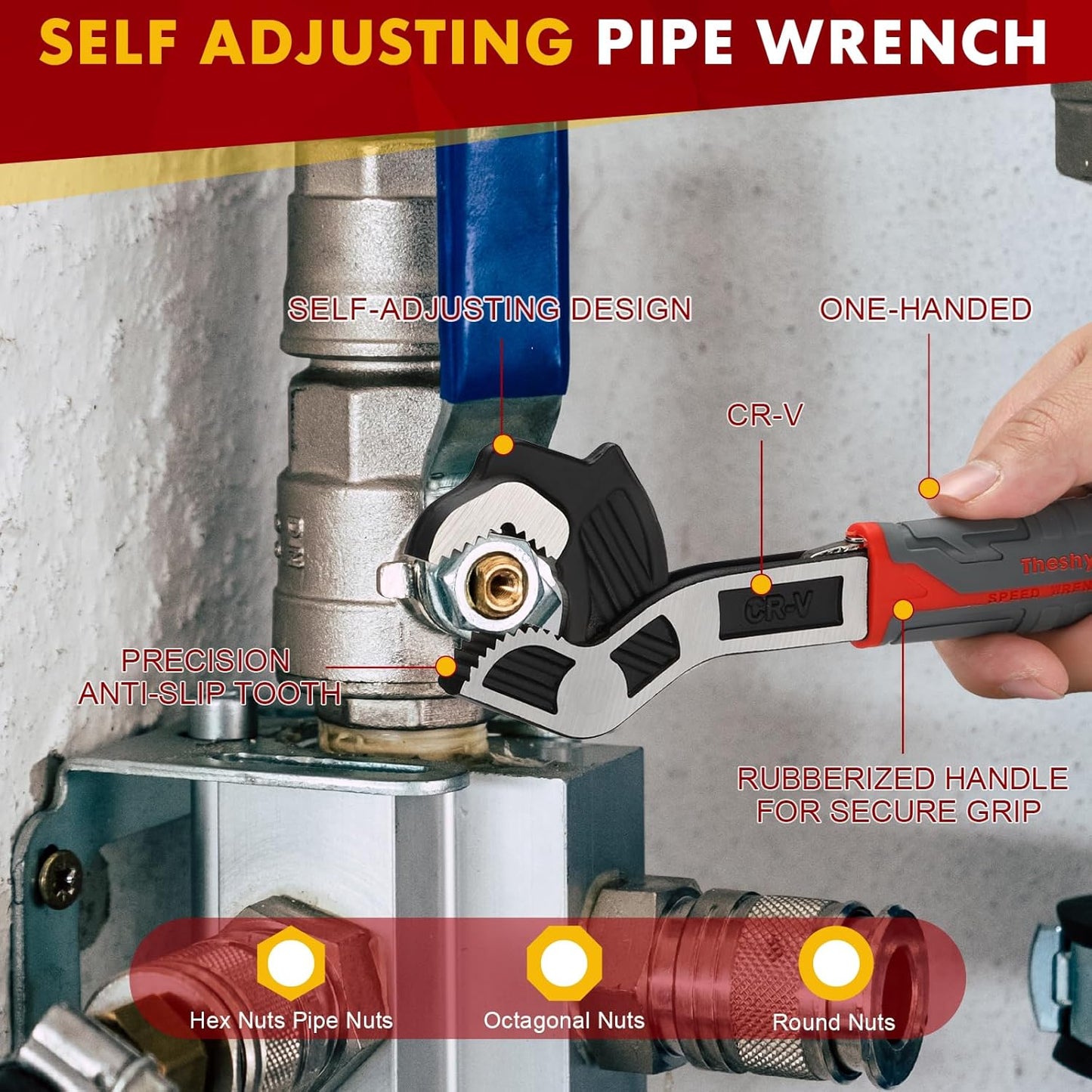 Self Adjusting Pipe Wrench Set