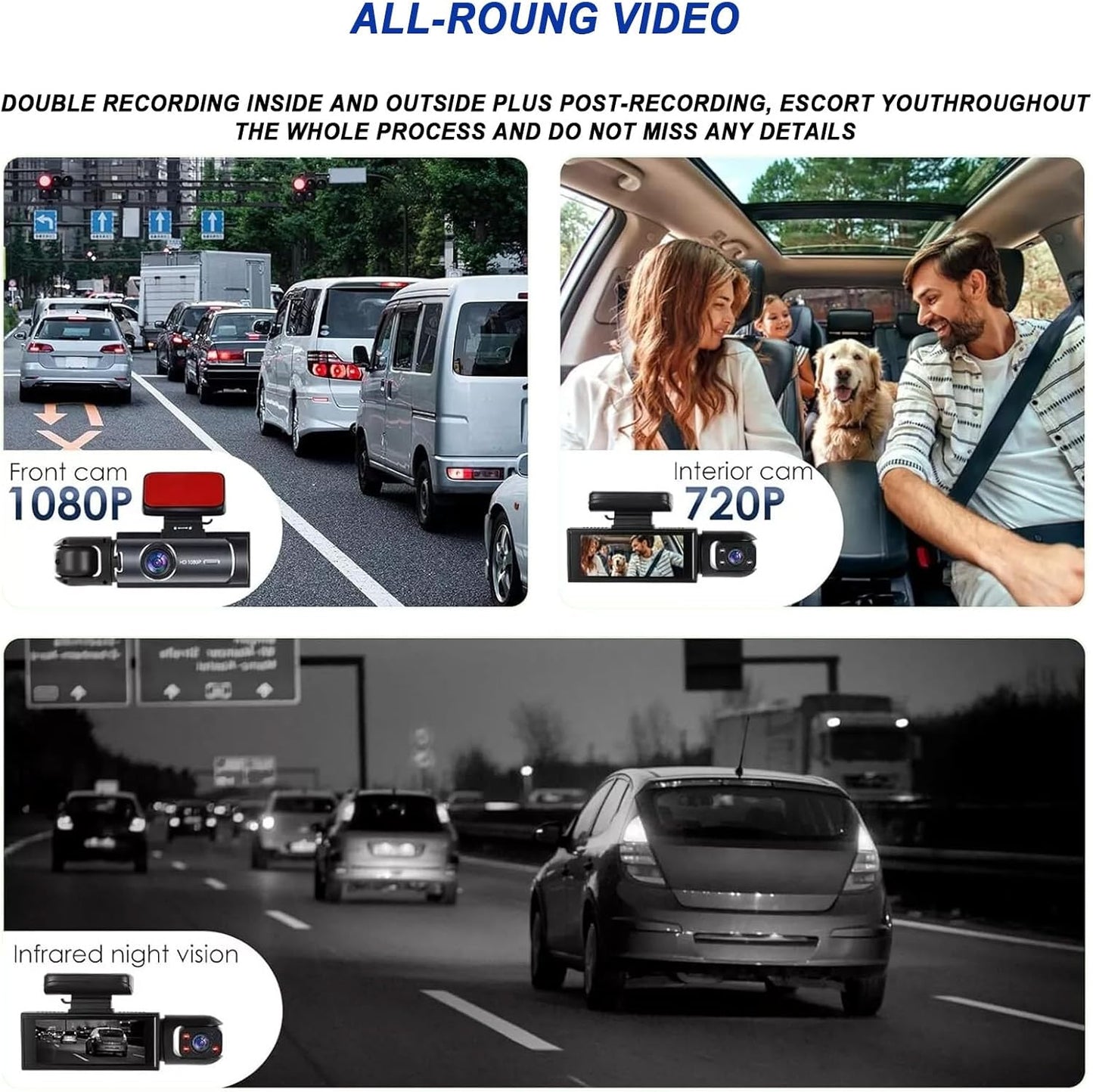 1080P Dual Camera Dash Cam for Cars