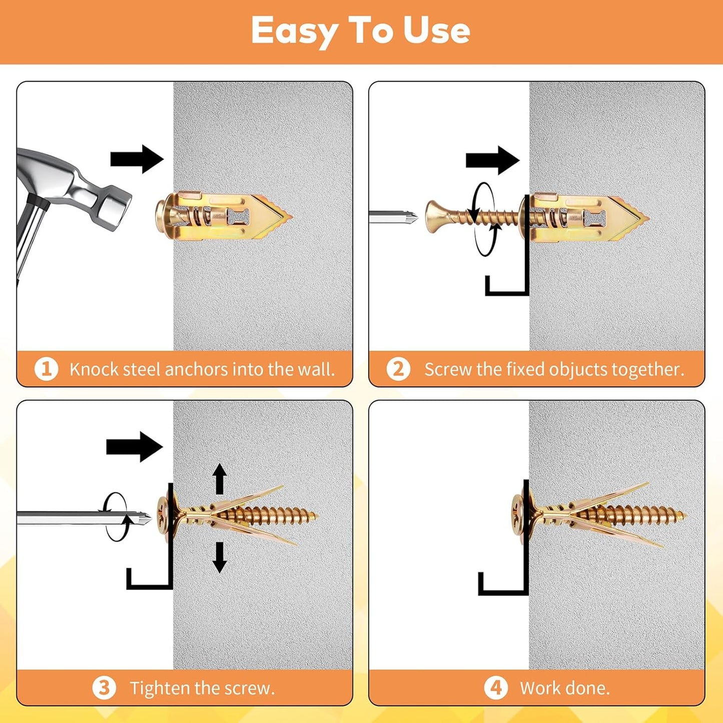 500 Pcs Drywall Self Drilling Anchors with Screws Kit