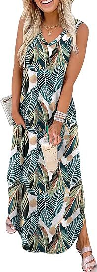 Summer Dresses Maxi Dress Vacation Beach Sundresses 2025 with Pockets