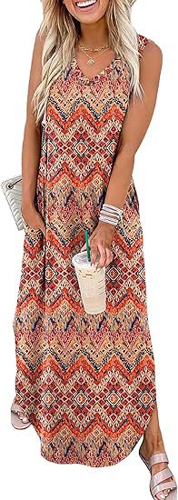 Summer Dresses Maxi Dress Vacation Beach Sundresses 2025 with Pockets