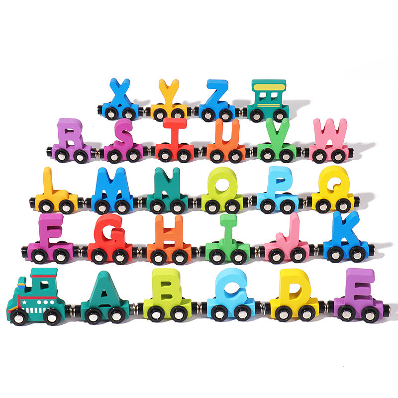 Magnetic Wooden Alphabet Train Sets | ABC Letter Learning Toy Trains