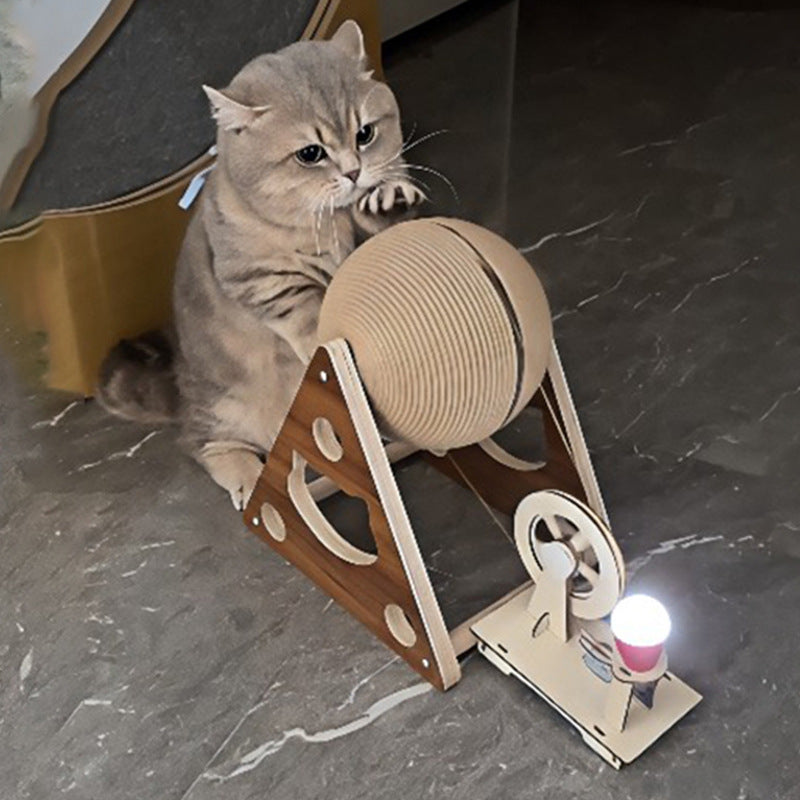 Interactive Cat Scratching Board - Led Light Toy with Hand-Crank Feature