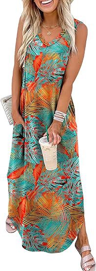 Summer Dresses Maxi Dress Vacation Beach Sundresses 2025 with Pockets
