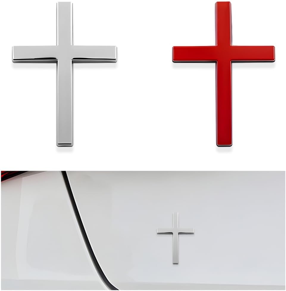 4PCS Metal Jesus Christ Cross Badge Stickers