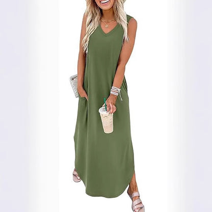 Summer Dresses Maxi Dress Vacation Beach Sundresses 2025 with Pockets