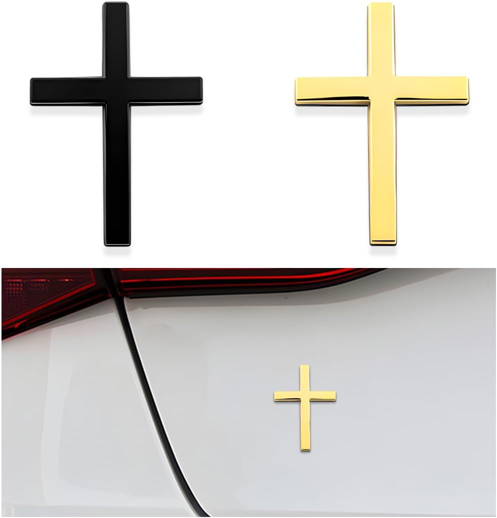 4PCS Metal Jesus Christ Cross Badge Stickers