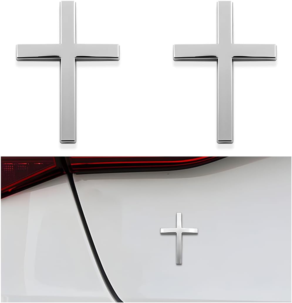 4PCS Metal Jesus Christ Cross Badge Stickers