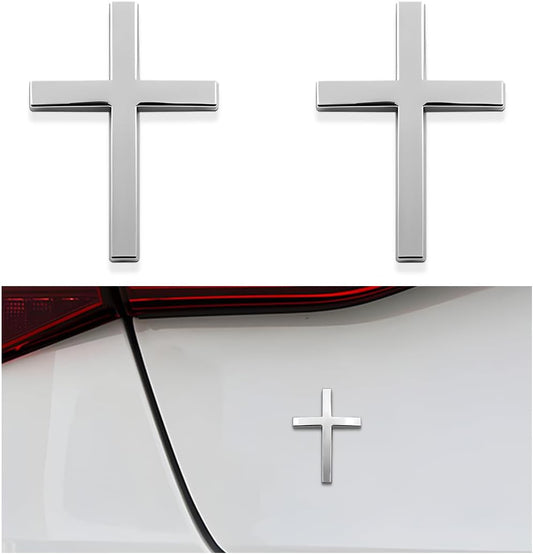4PCS Metal Jesus Christ Cross Badge Stickers