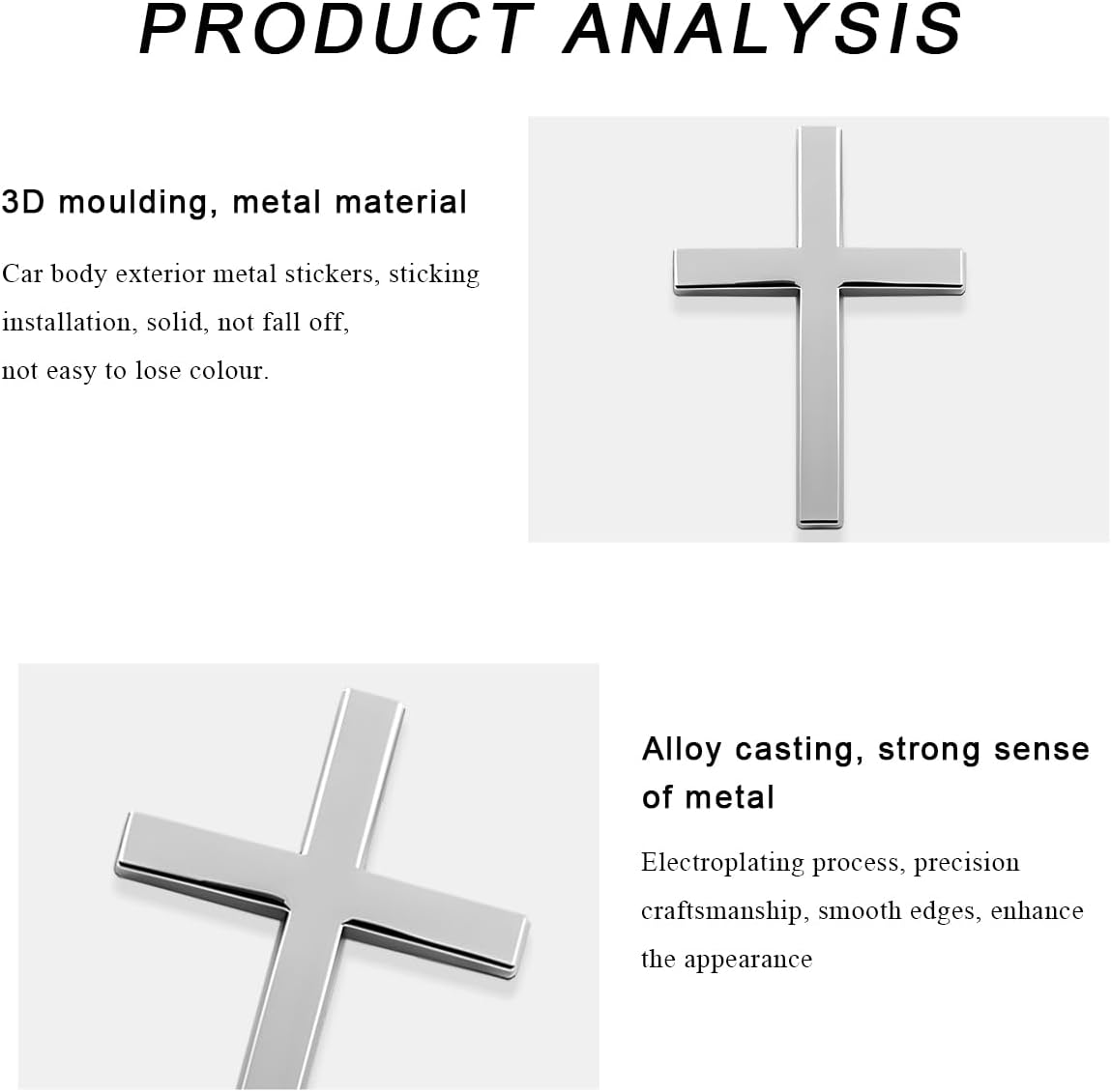 4PCS Metal Jesus Christ Cross Badge Stickers