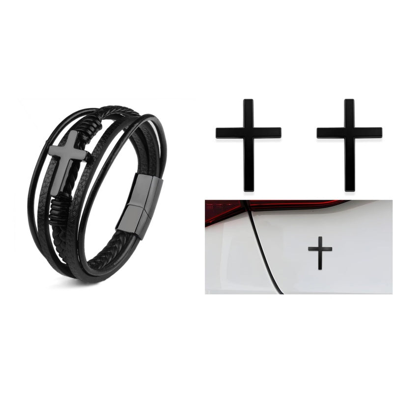 4PCS Metal Jesus Christ Cross Badge Stickers