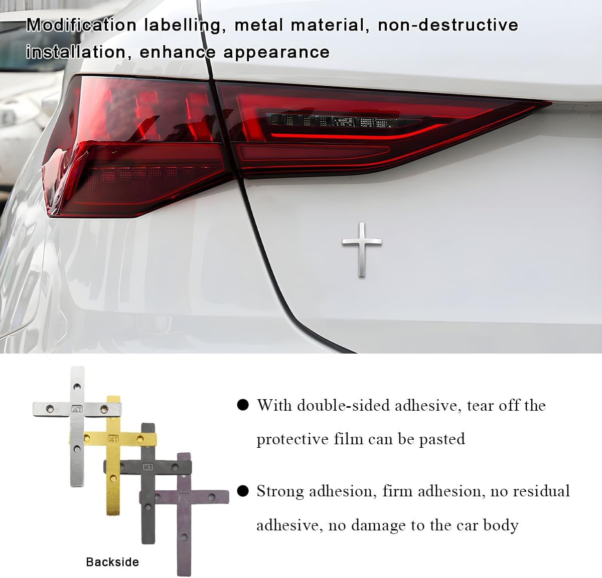 4PCS Metal Jesus Christ Cross Badge Stickers