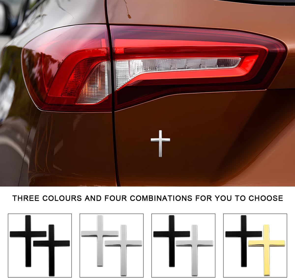 4PCS Metal Jesus Christ Cross Badge Stickers