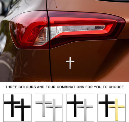 4PCS Metal Jesus Christ Cross Badge Stickers