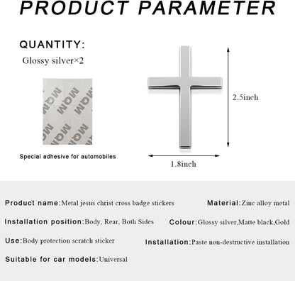 4PCS Metal Jesus Christ Cross Badge Stickers