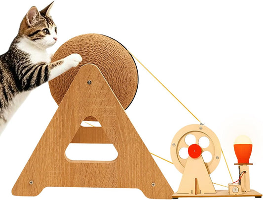 Interactive Cat Scratching Board - Led Light Toy with Hand-Crank Feature