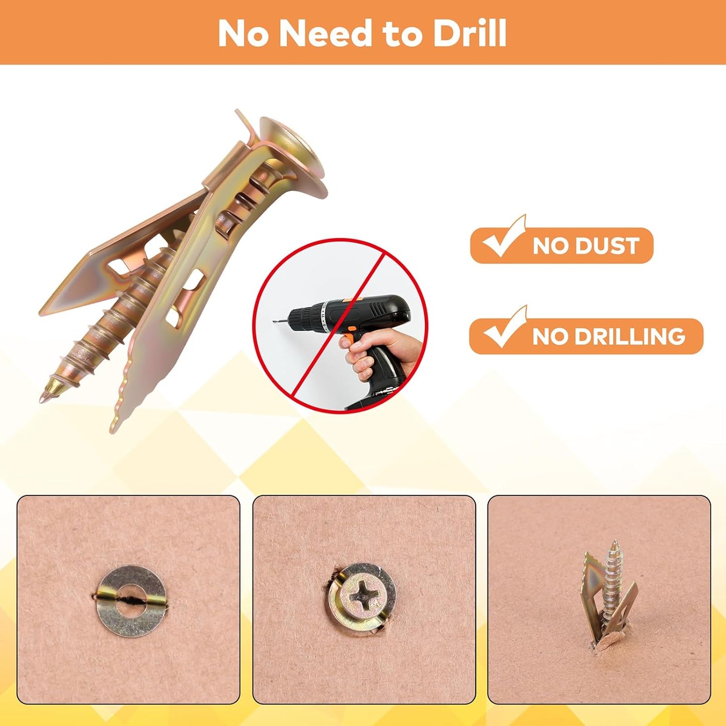 500 Pcs Drywall Self Drilling Anchors with Screws Kit