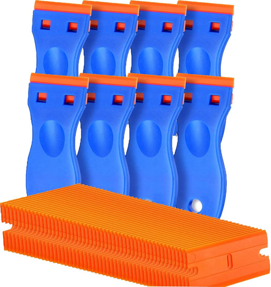 8 Pcs Plastic Razor Blade Scraper and 100 Pcs Blades