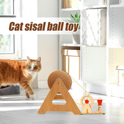 Interactive Cat Scratching Board - Led Light Toy with Hand-Crank Feature