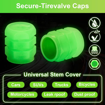 20-Pack Neon Green Glow Tire Valve Caps – No Battery Needed