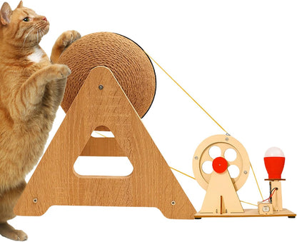 Interactive Cat Scratching Board - Led Light Toy with Hand-Crank Feature