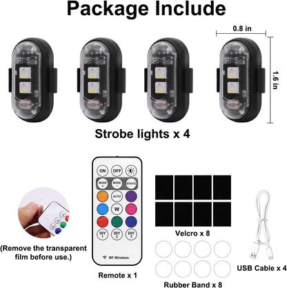 4PCS Wireless LED Strobe Lights with Remote Control