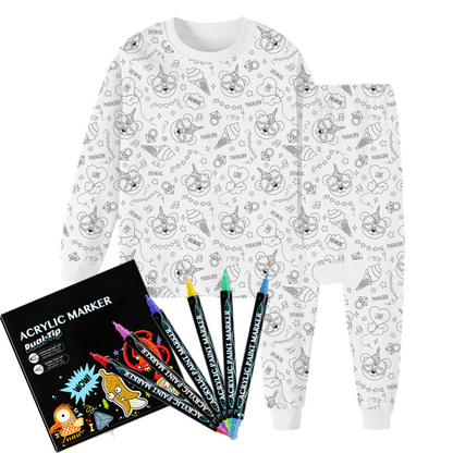 All Colorable Pajama Prints | Two Piece Set
