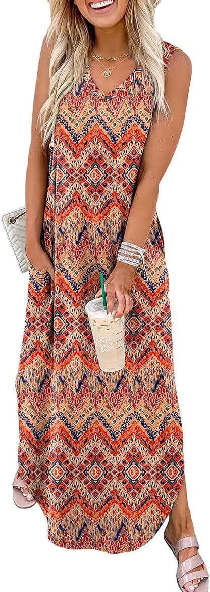 Summer Dresses Maxi Dress Vacation Beach Sundresses 2025 with Pockets